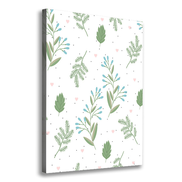 Impresión en lienzo vertical Hojas y corazones