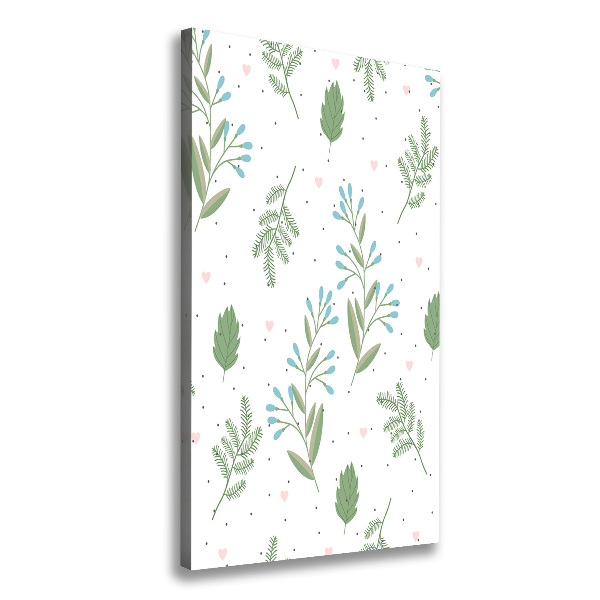 Impresión en lienzo vertical Hojas y corazones