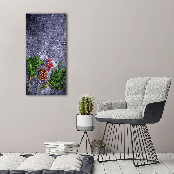 Fotografía en lienzo vertical Hierbas y especias