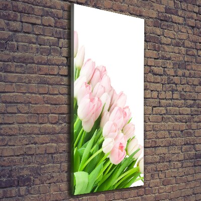 Fotografía en lienzo vertical tulipanes rosados