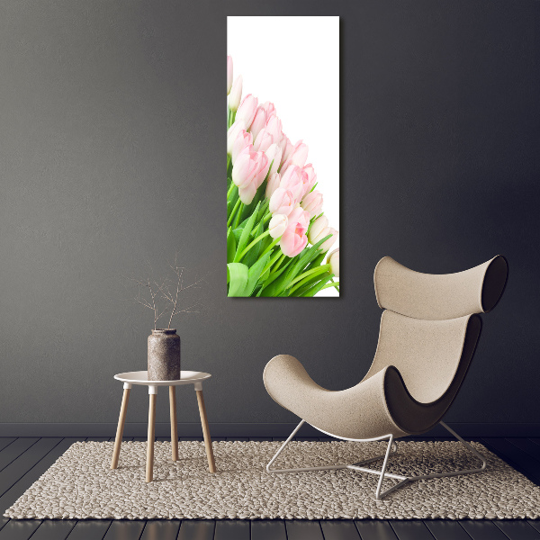 Fotografía en lienzo vertical tulipanes rosados