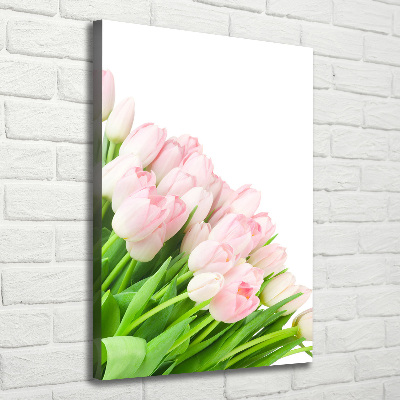 Fotografía en lienzo vertical tulipanes rosados
