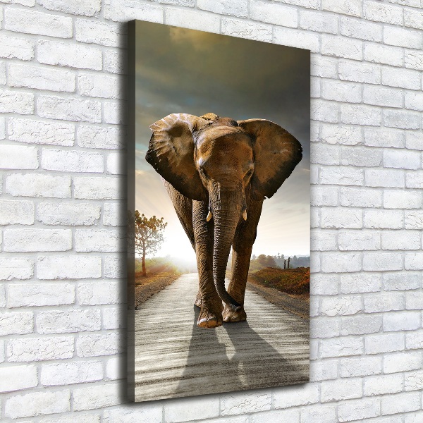 Fotografía en lienzo vertical Elefante caminando