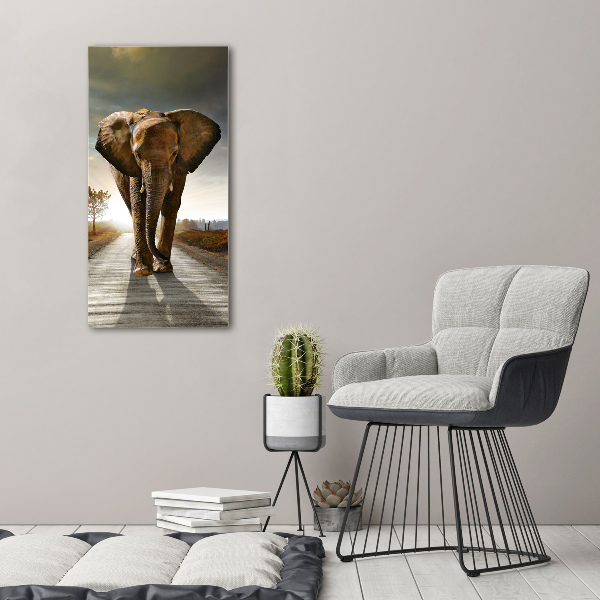 Fotografía en lienzo vertical Elefante caminando
