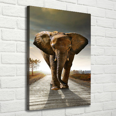 Fotografía en lienzo vertical Elefante caminando