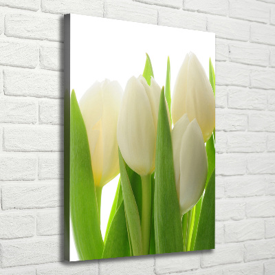 Fotografía en lienzo vertical tulipanes blancos