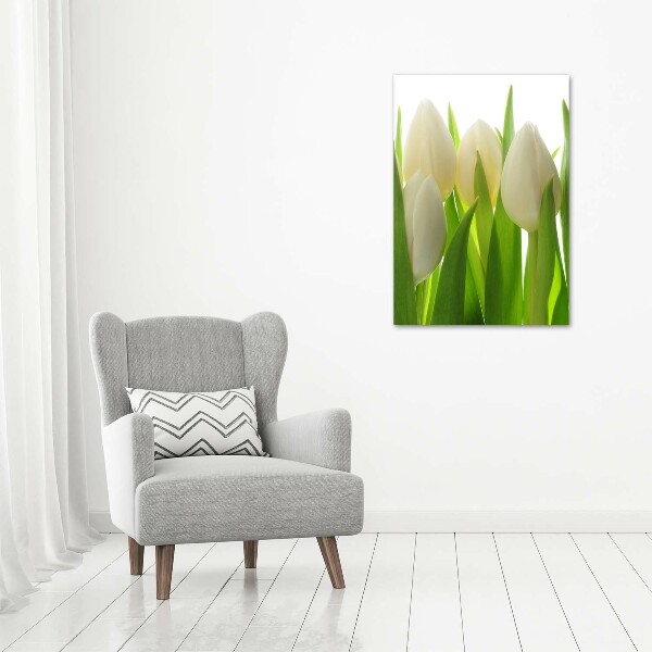 Fotografía en lienzo vertical tulipanes blancos