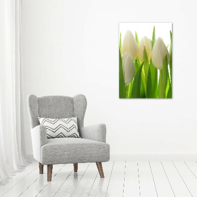 Fotografía en lienzo vertical tulipanes blancos