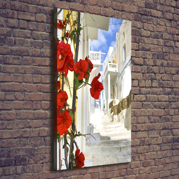 Cuadro canvas decorativo para salón vertical Mykonos, Grecia
