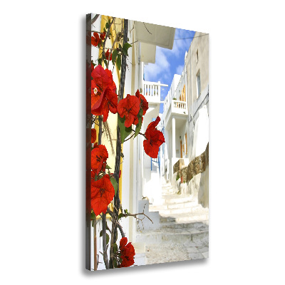 Cuadro canvas decorativo para salón vertical Mykonos, Grecia