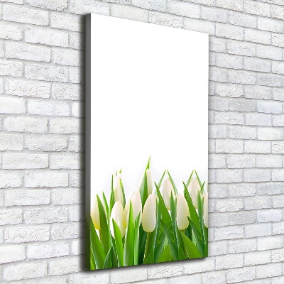 Cuadro canvas decorativo para salón vertical tulipanes blancos