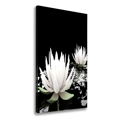 Cuadro moderno en lienzo resistente uv vertical flor de loto