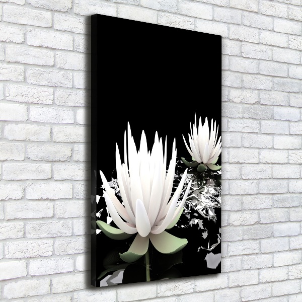 Cuadro moderno en lienzo resistente uv vertical flor de loto