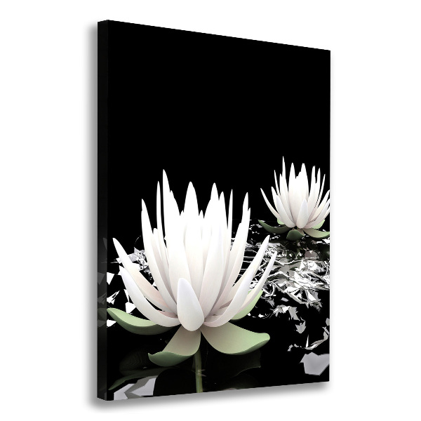 Cuadro moderno en lienzo resistente uv vertical flor de loto