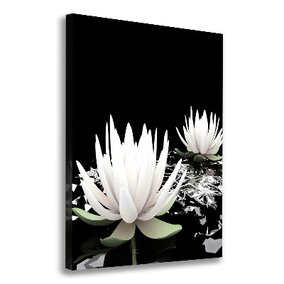 Cuadro moderno en lienzo resistente uv vertical flor de loto
