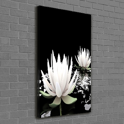 Cuadro moderno en lienzo resistente uv vertical flor de loto