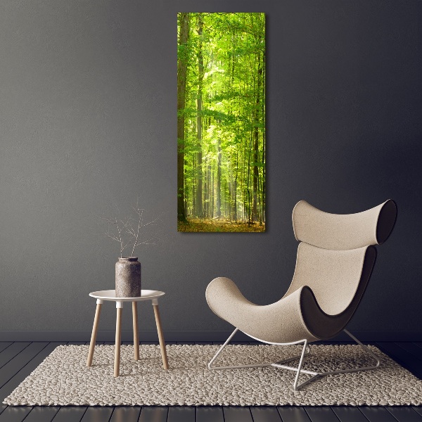 Cuadro canvas decorativo para salón vertical bosque de hayas