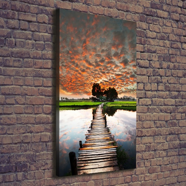 Fotografía en lienzo vertical Puente de madera