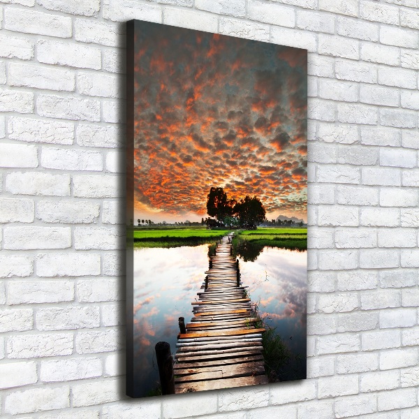 Fotografía en lienzo vertical Puente de madera