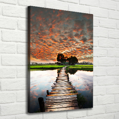 Fotografía en lienzo vertical Puente de madera