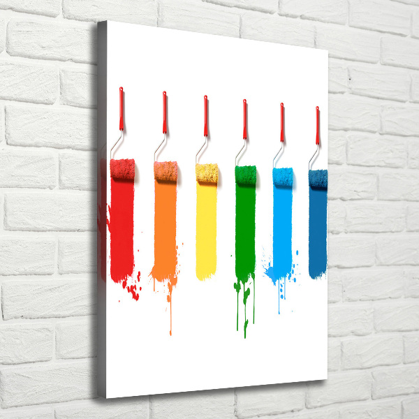 Cuadro canvas decorativo para salón vertical Rodillos de pintura