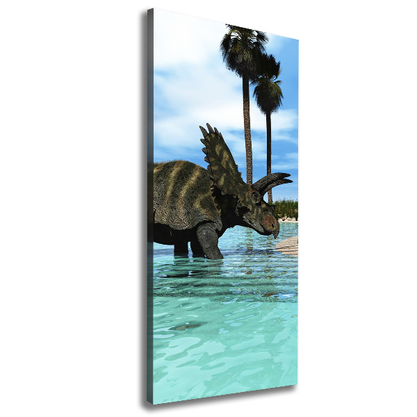 Cuadro moderno en lienzo resistente uv vertical Dinosaurios en la playa