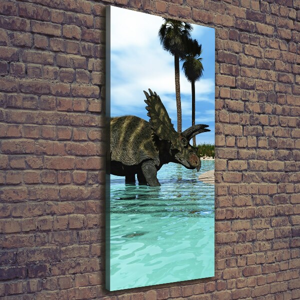Cuadro moderno en lienzo resistente uv vertical Dinosaurios en la playa
