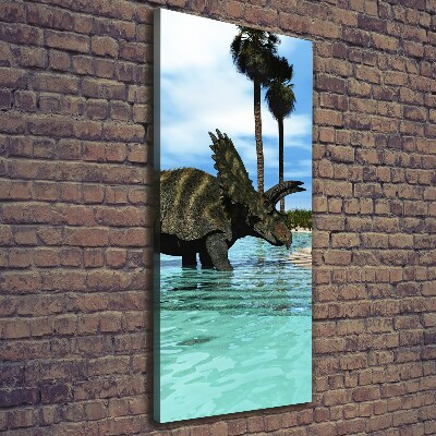 Cuadro moderno en lienzo resistente uv vertical Dinosaurios en la playa