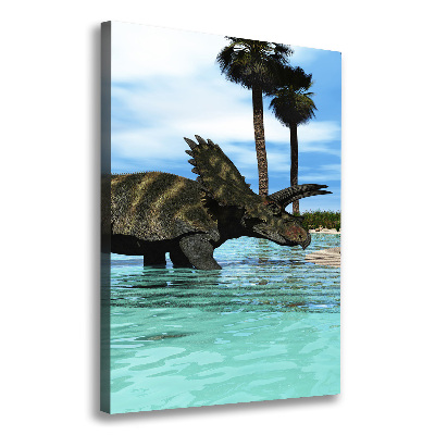 Cuadro moderno en lienzo resistente uv vertical Dinosaurios en la playa