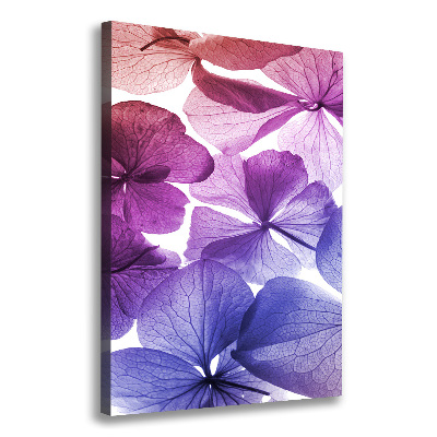 Cuadro moderno en lienzo resistente uv vertical flores moradas