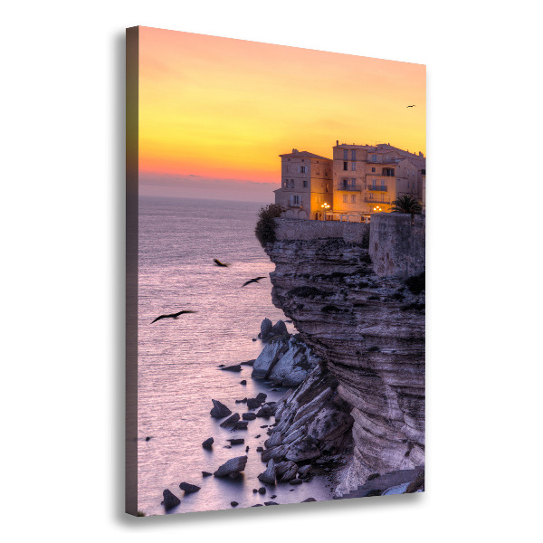 Cuadro moderno en lienzo resistente uv vertical Casas en los acantilados