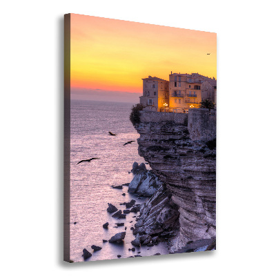 Cuadro moderno en lienzo resistente uv vertical Casas en los acantilados