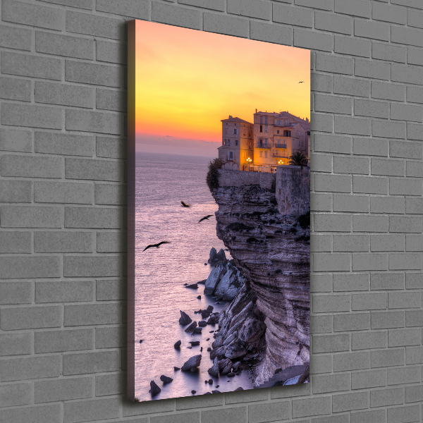 Cuadro moderno en lienzo resistente uv vertical Casas en los acantilados