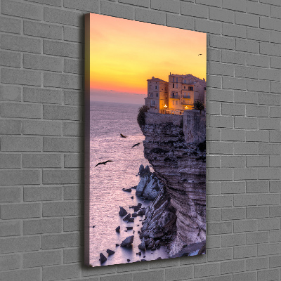 Cuadro moderno en lienzo resistente uv vertical Casas en los acantilados