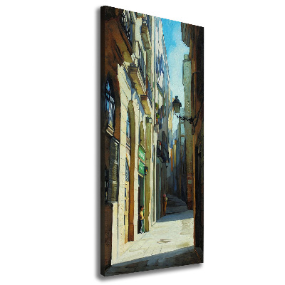 Cuadro canvas decorativo para salón vertical Calles de Barcelona