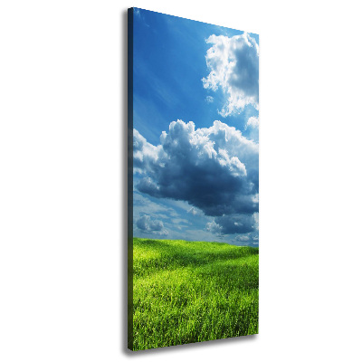 Fotografía en lienzo vertical Nubes sobre el campo