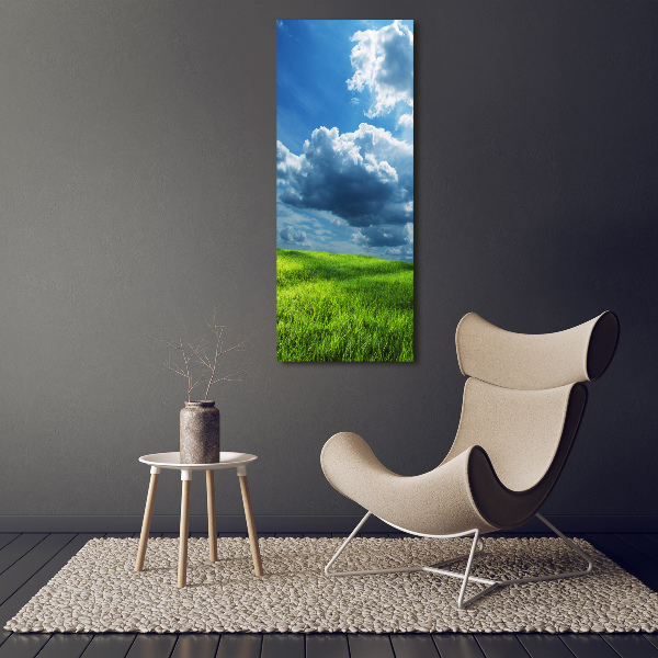 Fotografía en lienzo vertical Nubes sobre el campo