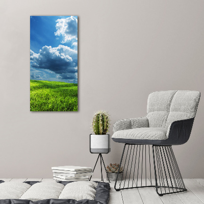 Fotografía en lienzo vertical Nubes sobre el campo