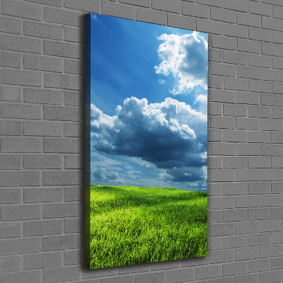 Fotografía en lienzo vertical Nubes sobre el campo