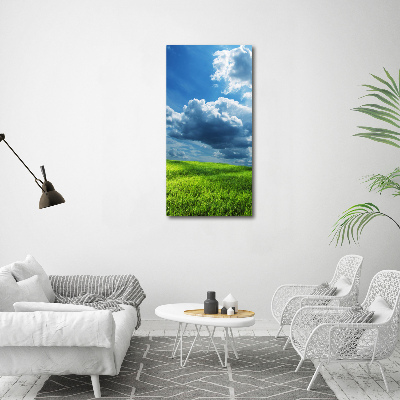 Fotografía en lienzo vertical Nubes sobre el campo