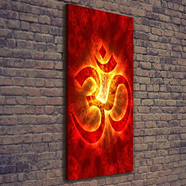Fotografía en lienzo vertical Signo de Om ardiente