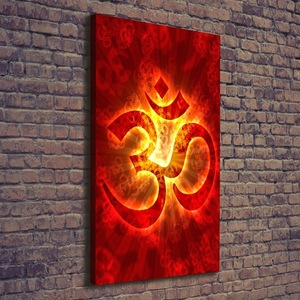 Fotografía en lienzo vertical Signo de Om ardiente