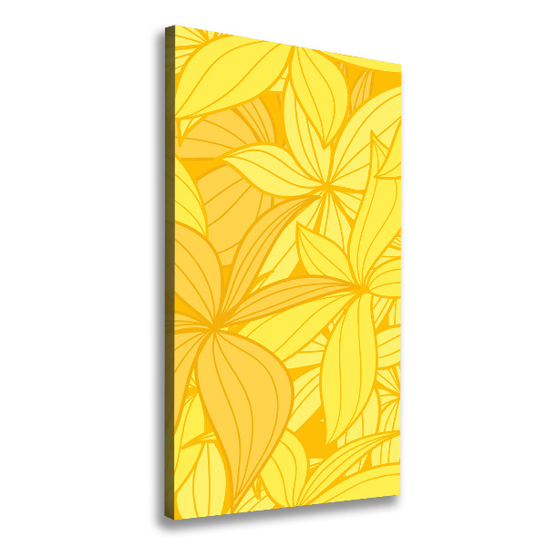 Cuadro canvas decorativo para salón vertical flores amarillas