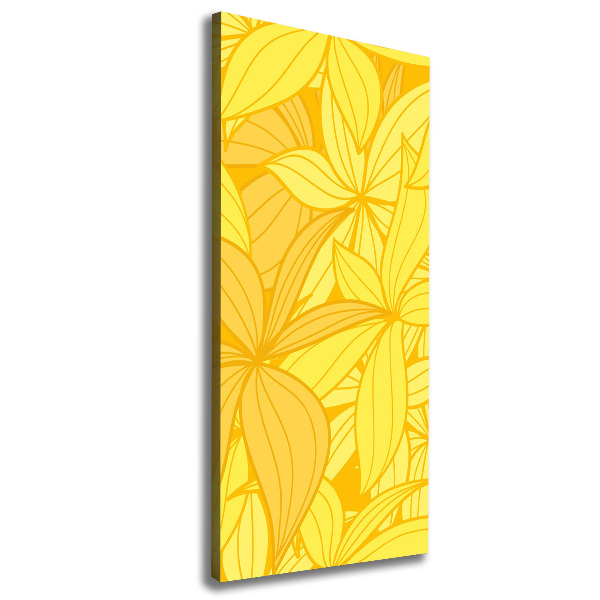 Cuadro canvas decorativo para salón vertical flores amarillas