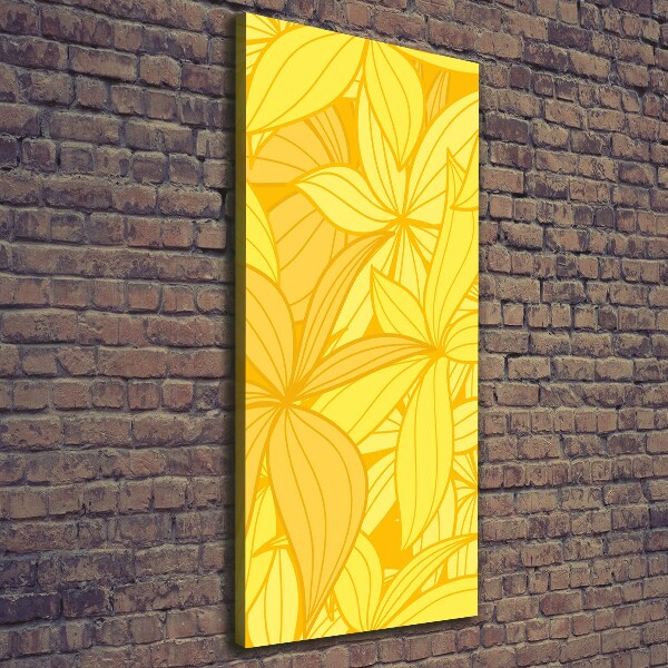 Cuadro canvas decorativo para salón vertical flores amarillas