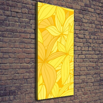 Cuadro canvas decorativo para salón vertical flores amarillas