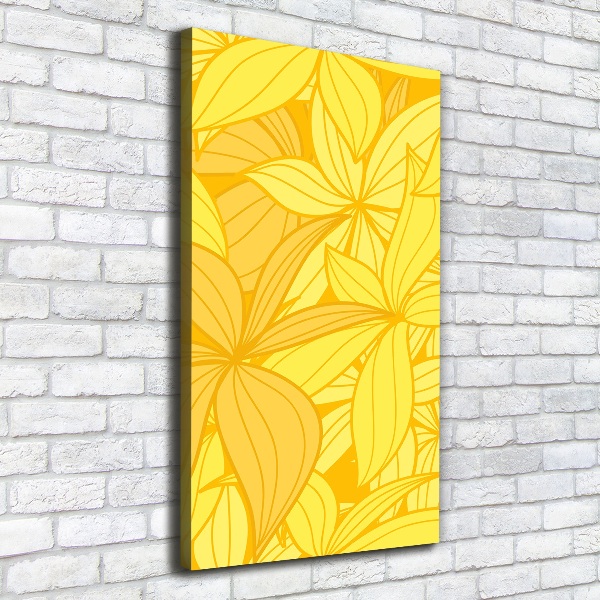 Cuadro canvas decorativo para salón vertical flores amarillas