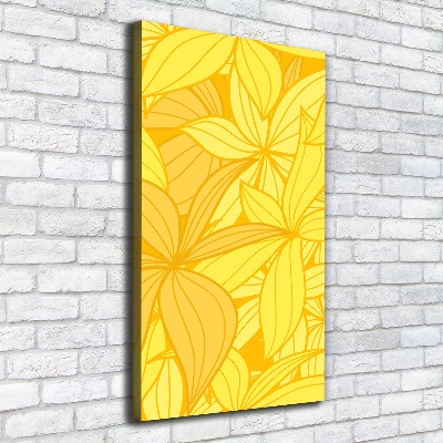 Cuadro canvas decorativo para salón vertical flores amarillas