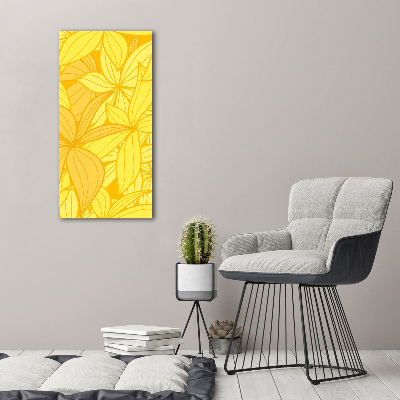 Cuadro canvas decorativo para salón vertical flores amarillas