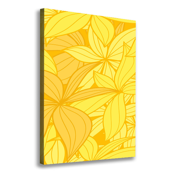 Cuadro canvas decorativo para salón vertical flores amarillas